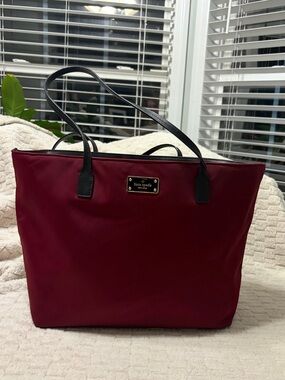 kate spade Burgundy Tote with Black Handles
